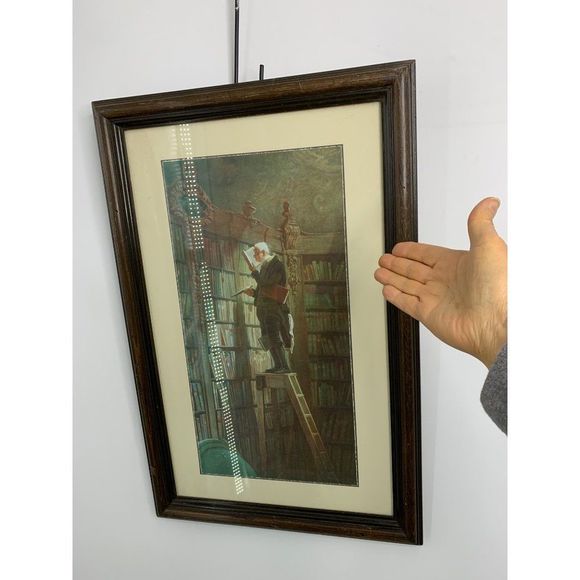 Vintage Bookworm Print by Spitzweg Framed 27" x 17.5" Home Decore 6391 - Picture 8 of 10